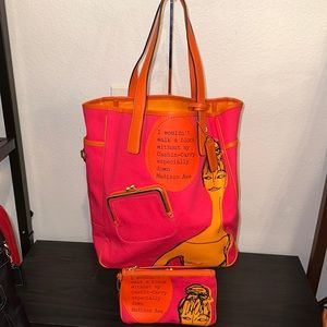 Coach Pink and Orange Tote Bag Bonnie cashin